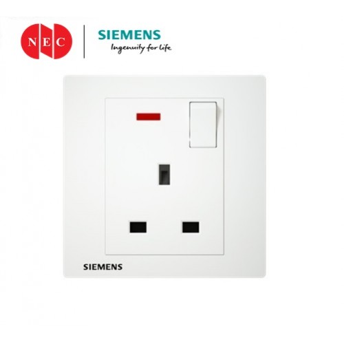 Siemens Relfa 13A 1Gang Switch Socket Outlet With Neon Indicator (White) (5UB1313-3PC01)