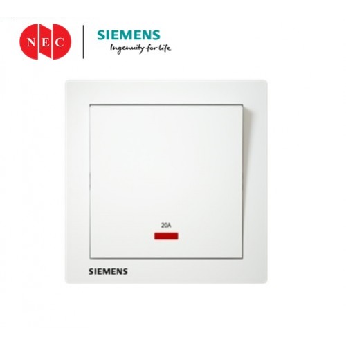 Siemens Relfa 20A Double Pole Switch With Neon Indicator (White) (5TA1361-3PC01)