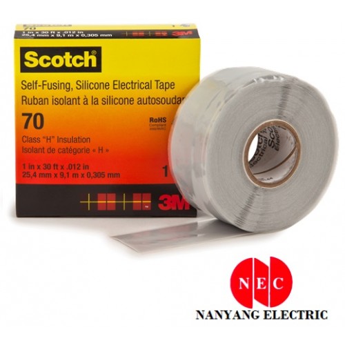3M 70 Silicone Rubber Electrical Insulation Tape (1" X 30')