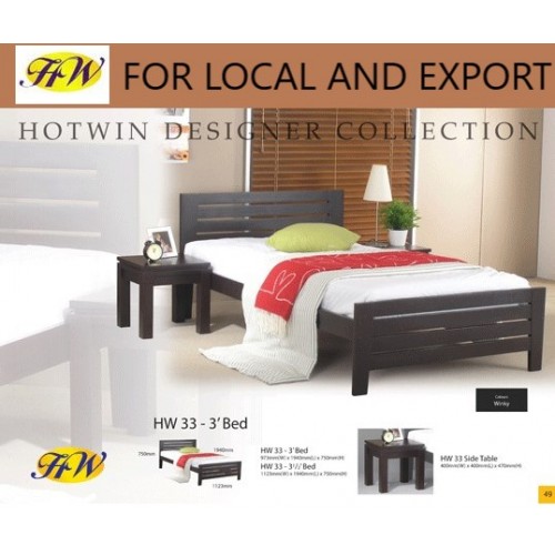 Bedroom Set - Model HW33_3 Single Bed and HW33 Side Table, Malaysia Furniture Manufacturer