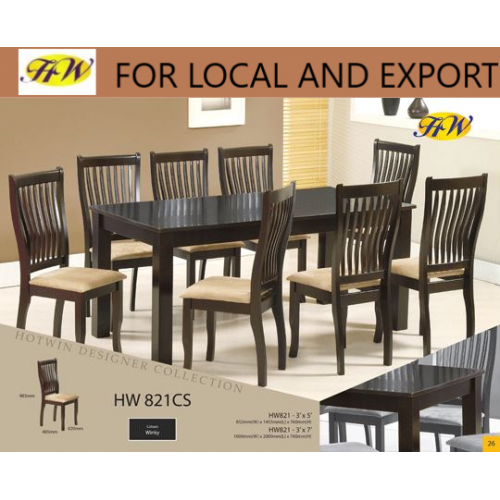 Hotwin Furniture Wood Dining Table with 8 chairs - Model HW821CS and 821 Table